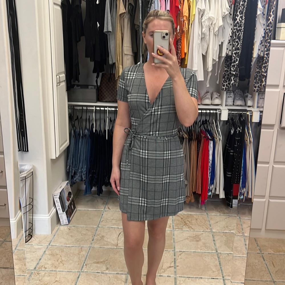 Plaid wrap dress